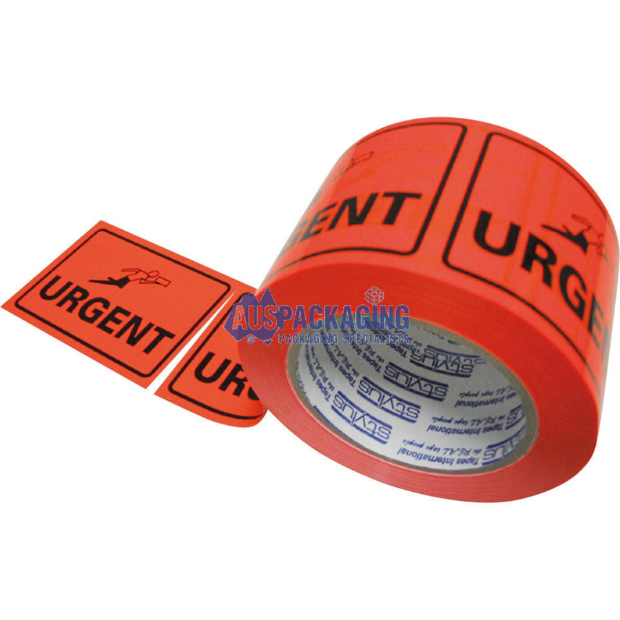 Stylus Perforated Label- Urgent- 75Mm-Black/Orange Fluorescent (Uta) Tape