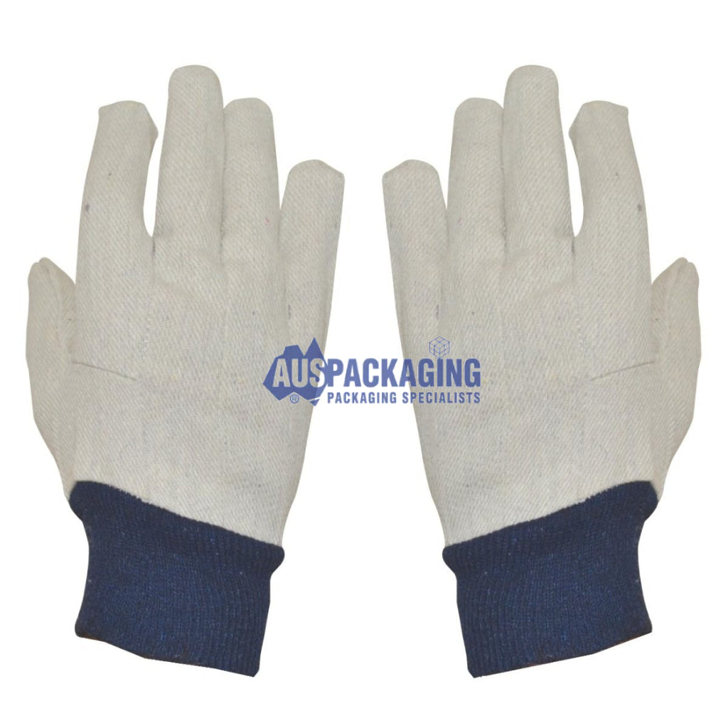 Cotton Gloves Men Blue Cuffs (Gtb4Mi)