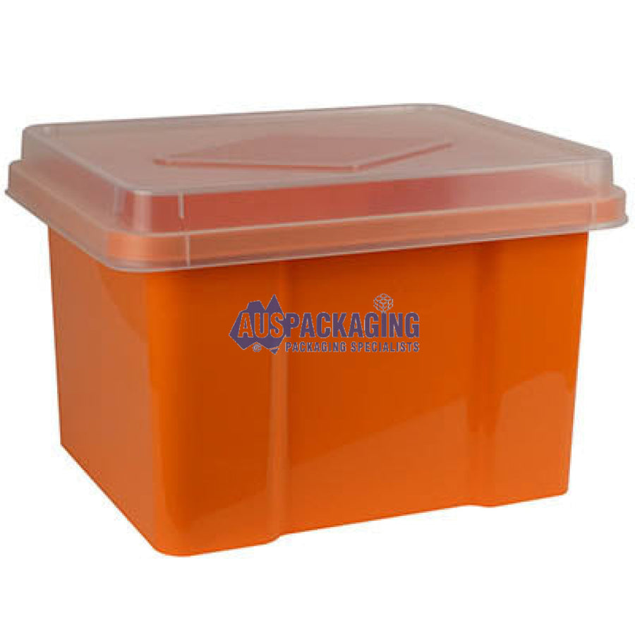 Italplast File Storage Box 32 Litre Mandarin /Clear Lid (Fs32Mm)