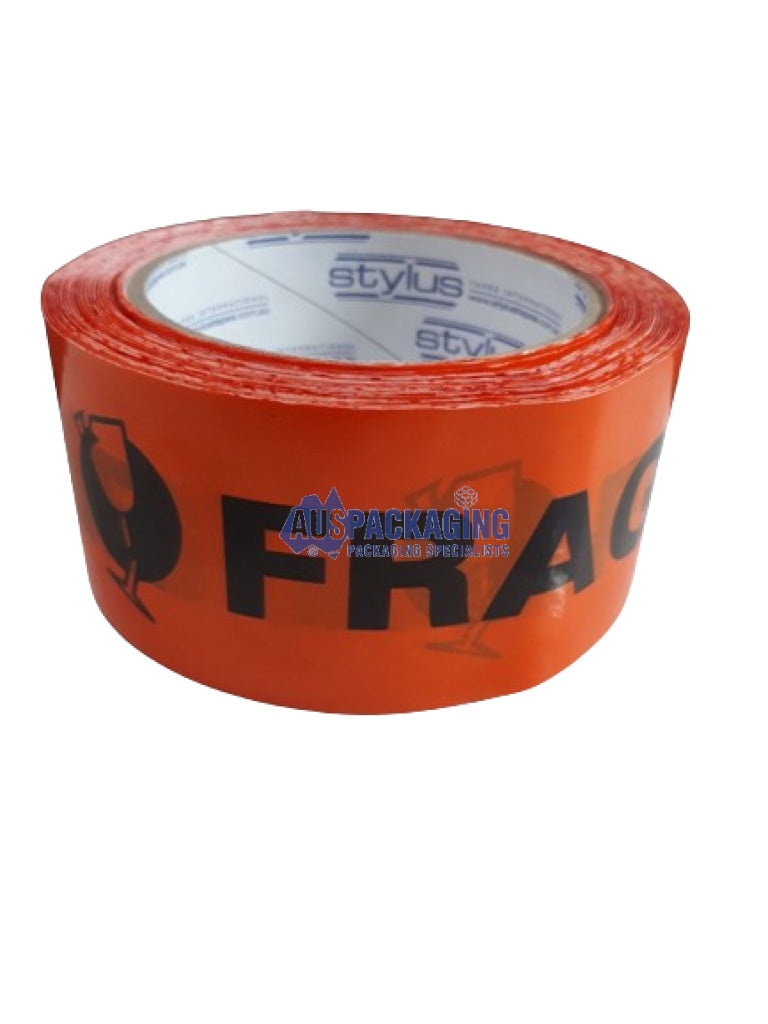 Stylus Perforated Label- Fragile- 50Mm-Black/Orange Fluorescent (Ofta) Tape