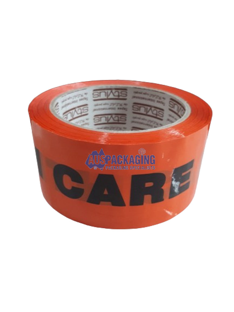 Stylus Perforated Label- Handle With Care - 50Mm-Black/Orange Fluorescent (Ohta) Tape
